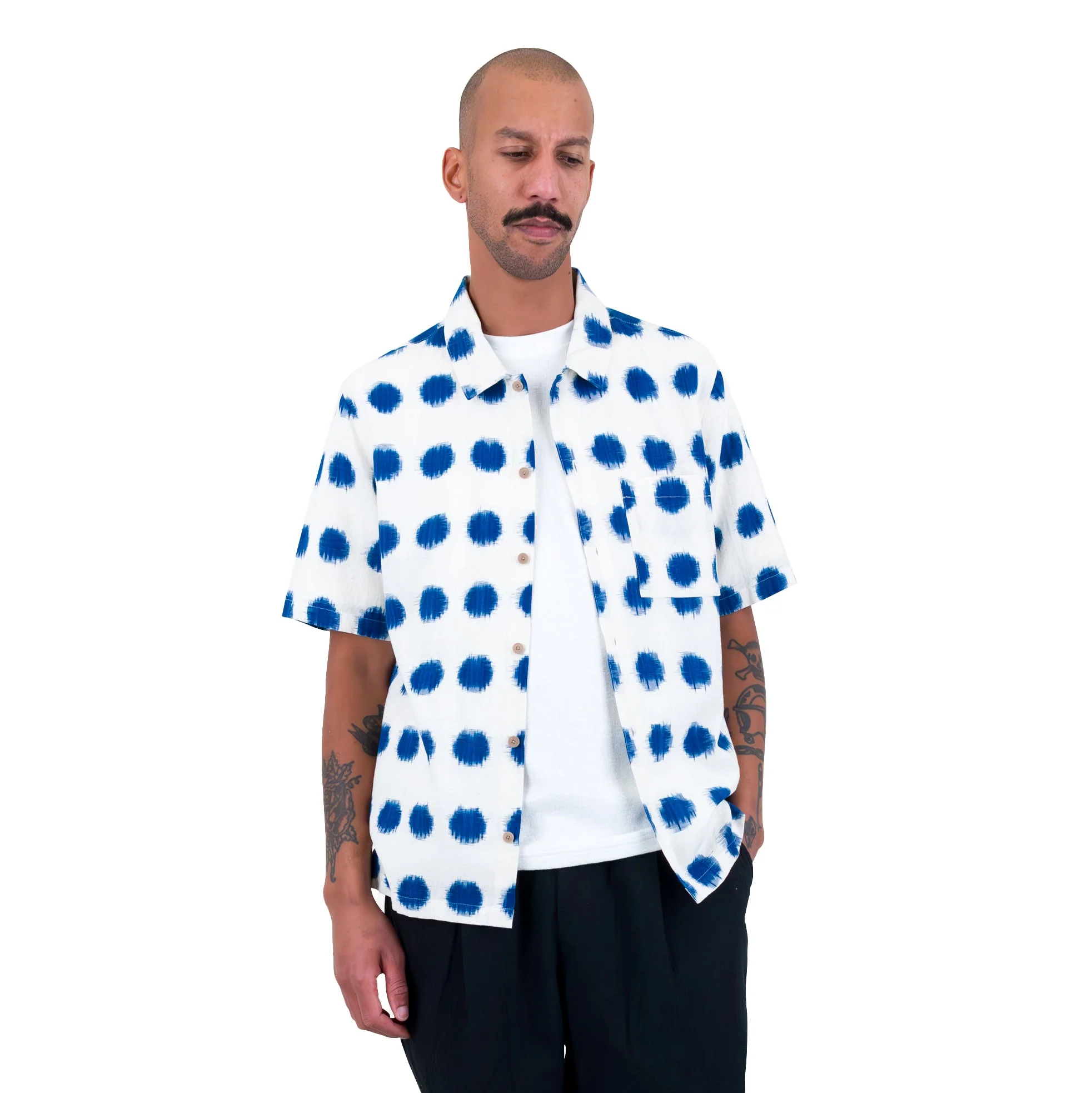 Folk Gabe Ikat Shirt Ecru - Image 3