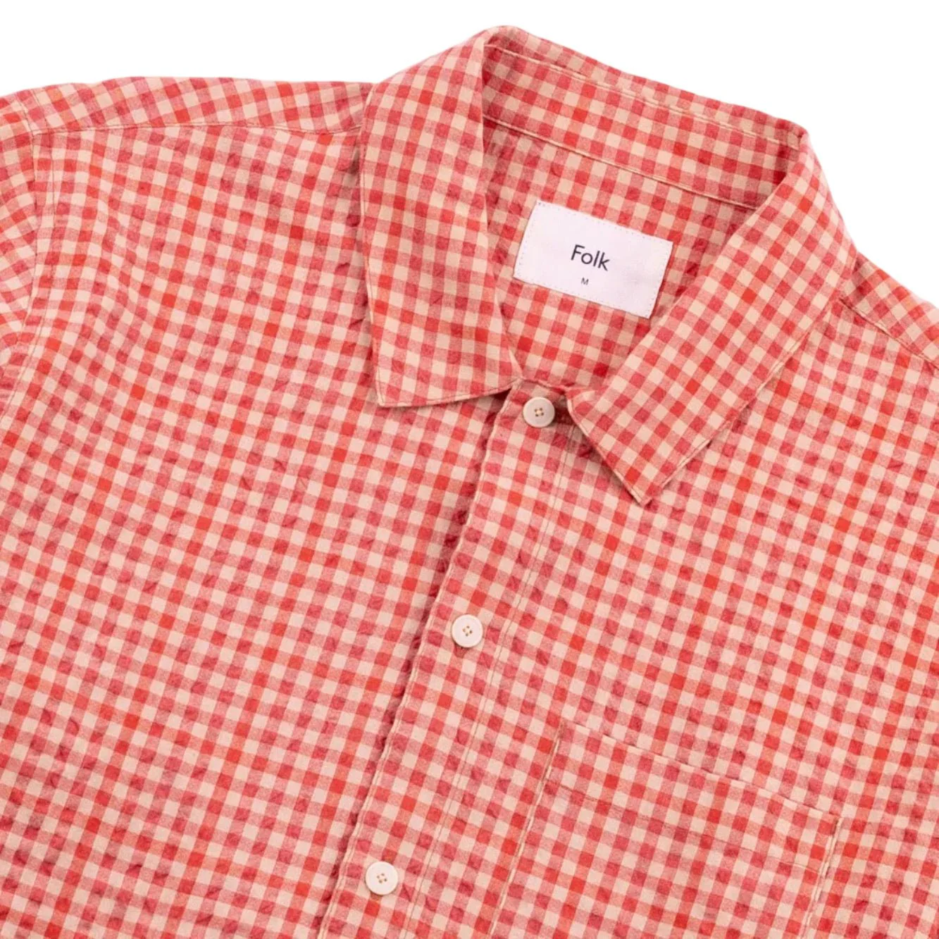 Folk Gabe Textured Check Shirt Red Oxide - Image 3