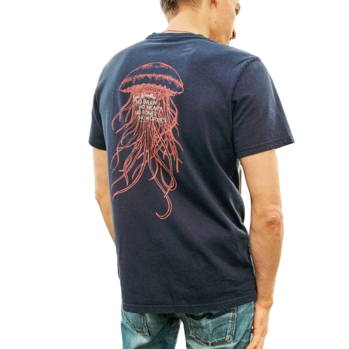 Nudie Jeans Roy Sea Noodles Tee Dark Blue - Image 7