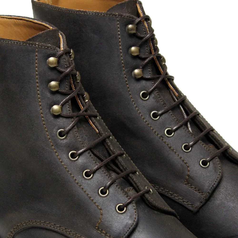 Sanders Craig Waxy Suede Cap Derby Boot Dark Brown - Image 3