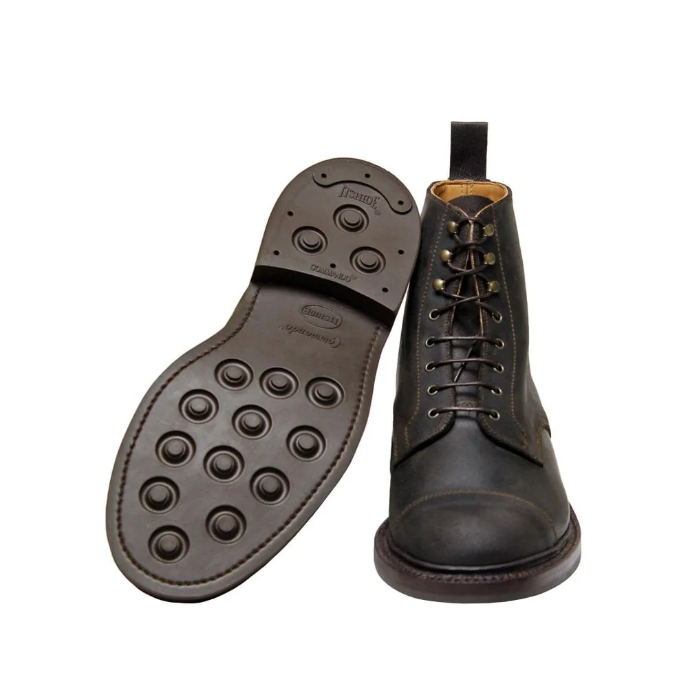 Sanders Craig Waxy Suede Cap Derby Boot Dark Brown - Image 4