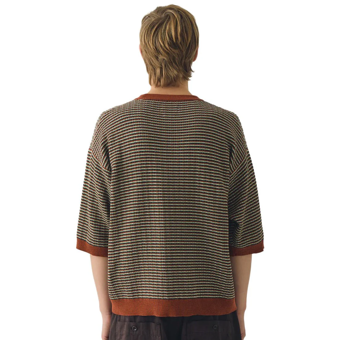 Toast Menswear Knitted Cotton Tee Green Multi - Image 3