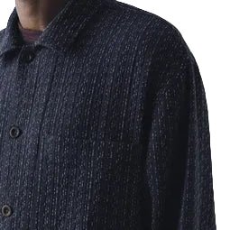Toast Menswear Scatter Stitch Cotton Shirt Indigo Blue - Image 4