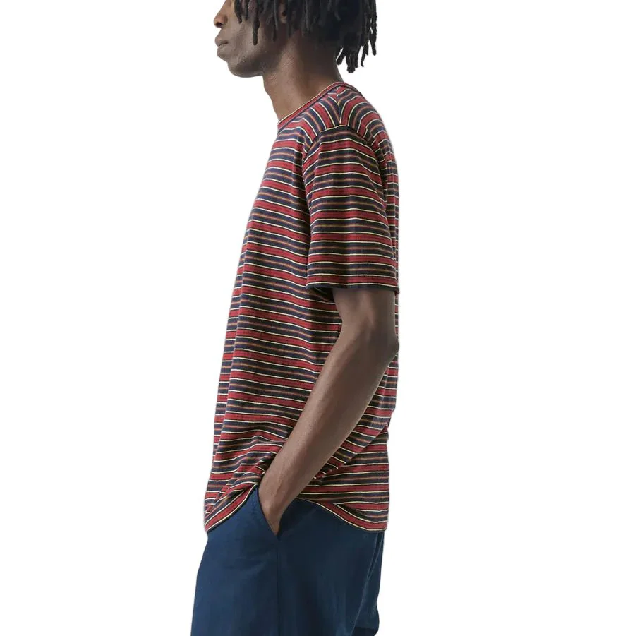 Toast Menswear Theo Cotton Stripe Tee Provencal Blue Multi - Image 3