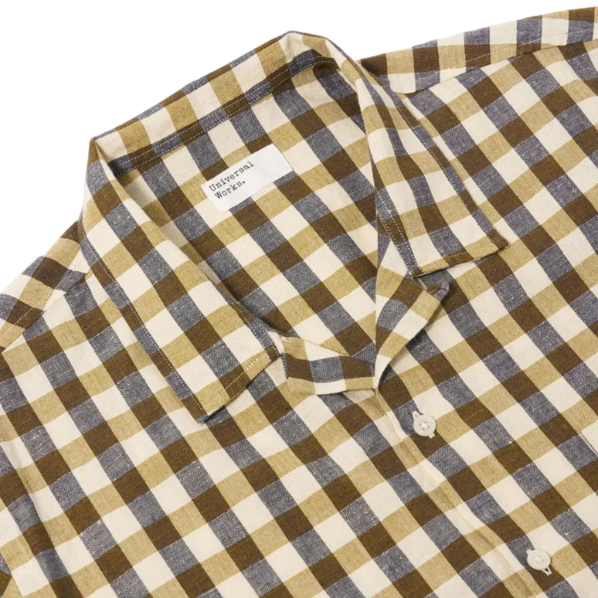 Universal Works Aberdeen Lincot Check Road Shirt Olive - Image 3