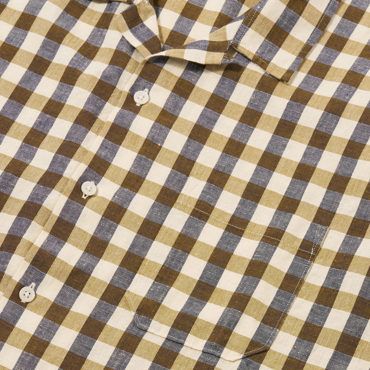 Universal Works Aberdeen Lincot Check Road Shirt Olive - Image 5