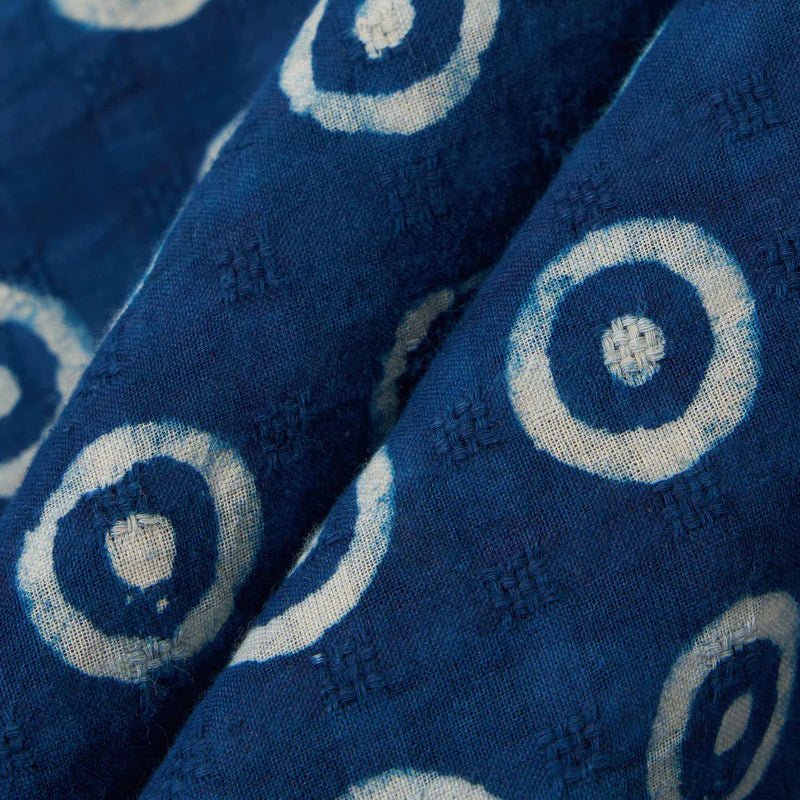 Universal Works Block Print Circles Camper Shirt Indigo - Image 5