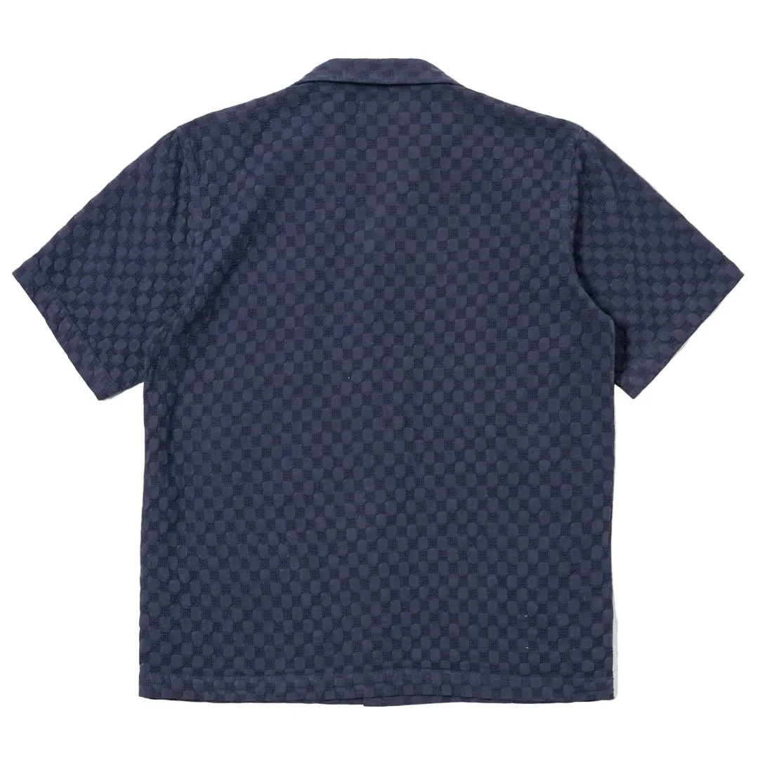Universal Works Dot Waffle Road Shirt Navy - Image 4